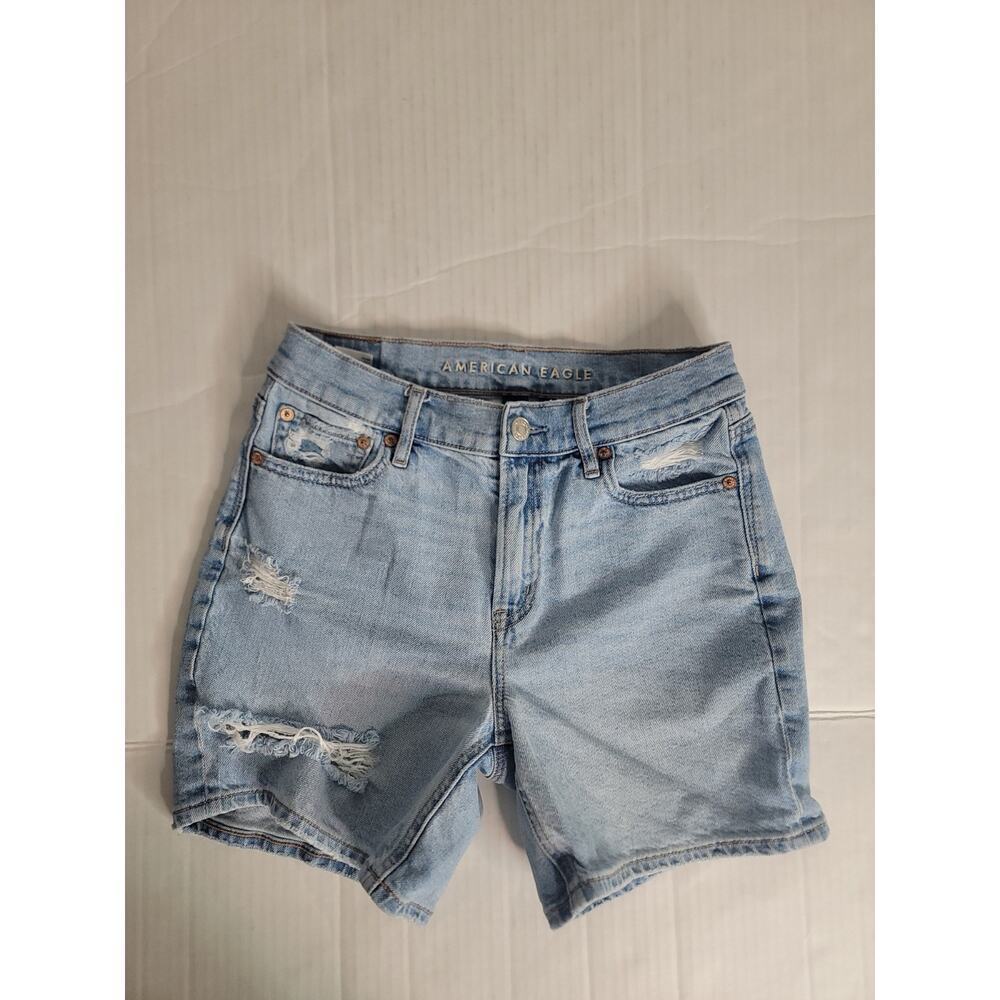 AMERICAN EAGLE Jean Shorts Sz 0 Relax Drapey Festival Stretch Distressed Boho
